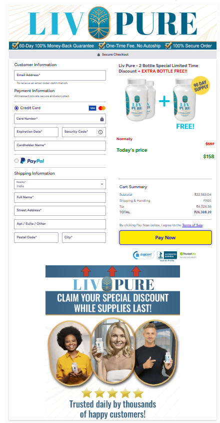 Liv Pure order page